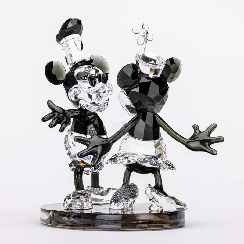 Swarovski Disney Steamboat Willie Mickey And Minnie Mouse Figurine