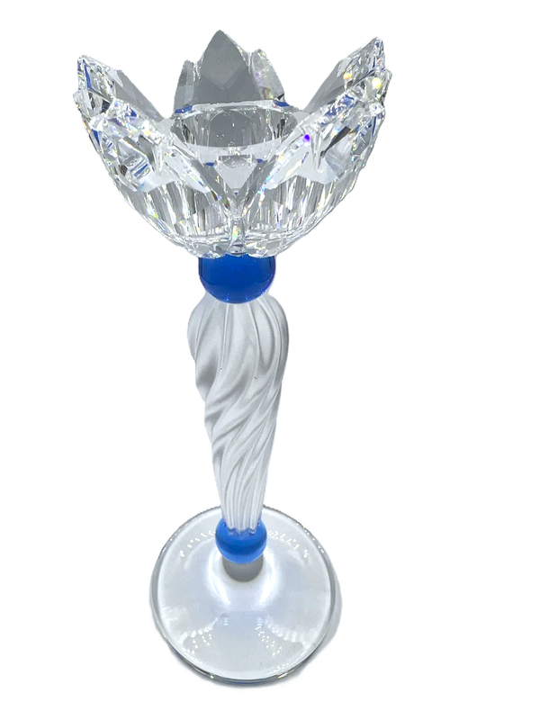 Swarovski Crystal 146 Blue Flower Tall Candleholder