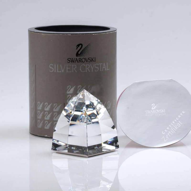 Swarovski Desk Paperweight Press Paper Small Pyramid Crystal