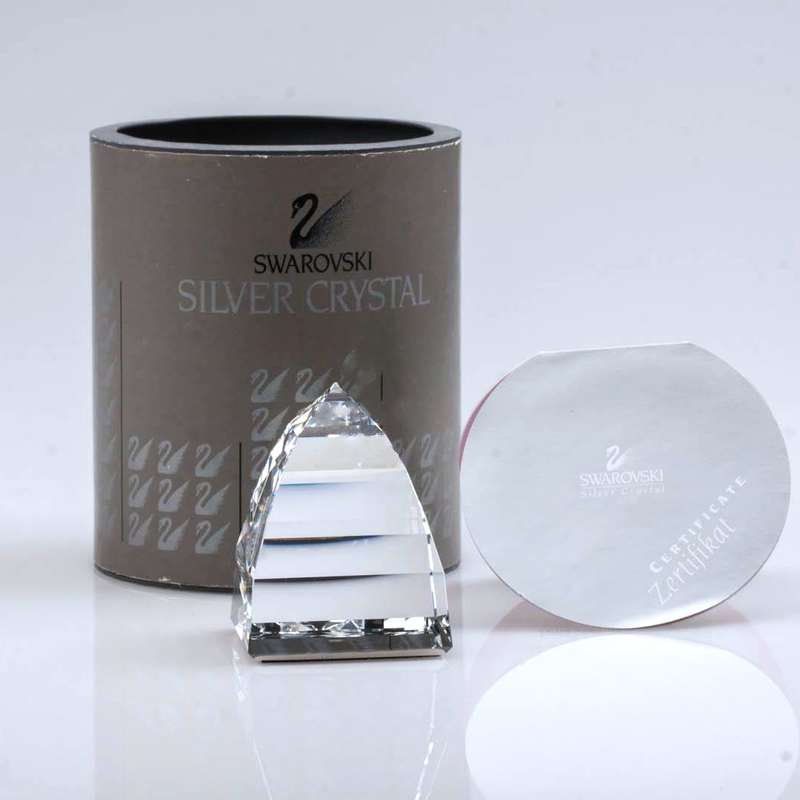 Swarovski Desk Paperweight Press Paper Small Pyramid Crystal