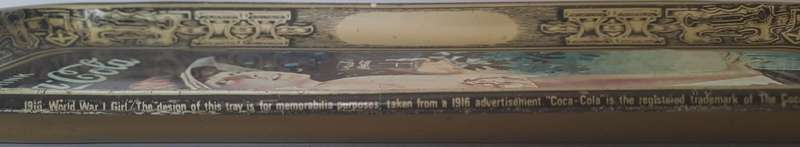 Coke - Coca Cola Original Serving Tray with 1916 World War I Girl Design of Coca-Cola Company.