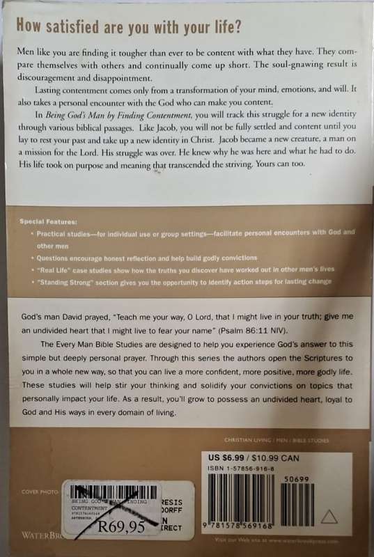 Book - being God's man....by finding contentment - Stephen Arterburn, Kenny Luck & Todd Wendorff