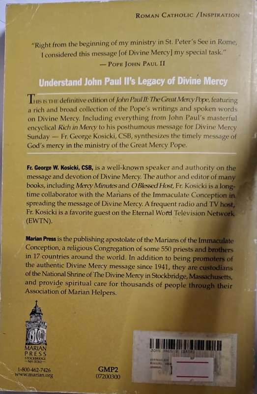 Book - The Great Mercy Pope - John Paul II - Fr. George W Kosicki, CSB