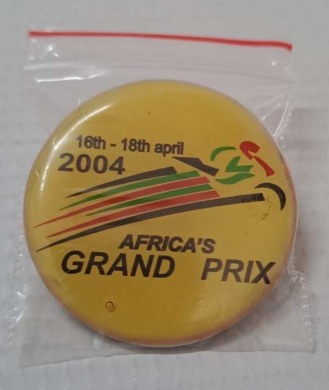 South African Pins - Africa's Grand Prix 16-18 Apr 2004 (plastic) For collectors to have. 36diameter
