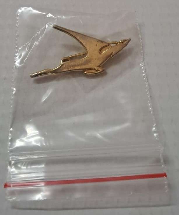 South African Pins - SAA Pin - Fling Springbok. (metal/gold color)