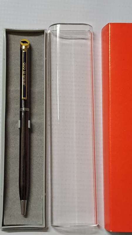 South African Pens 1 x Collectable Jesus is God Pen. No Ink. + display box (metal/black)