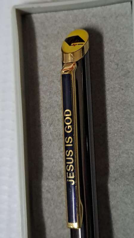 South African Pens 1 x Collectable Jesus is God Pen. No Ink. + display box (metal/black)