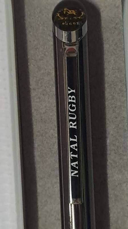 South African Pens 1 x Collectable Natal Rugby Pen. No Ink. + display box (metal/black)
