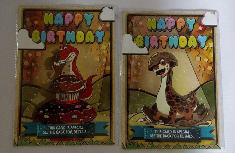 Book - Birthday Card - 2 x Happy Birthday Cards with Dinos on.
