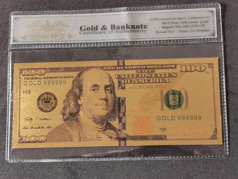 USA 100 Dollars 24k Gold Plated Replica.