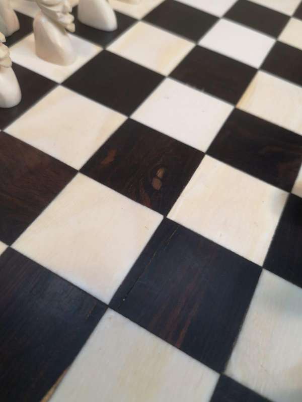 Magnificent Handcrafted African Bone and Ebony Chess Set 30mm x 30mm