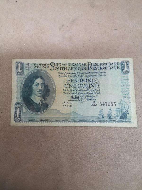 UNION OF SOUTH AFRICA - 1 POUND M.H. de Kock B/232 1956