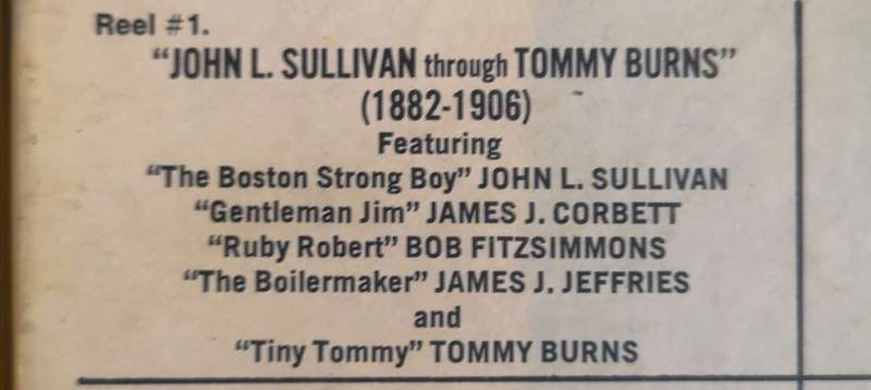 BW 8mm John L Sullivan trough Tommy Burns (1882-1906) Boxing World Heavyweight Champ. Reel