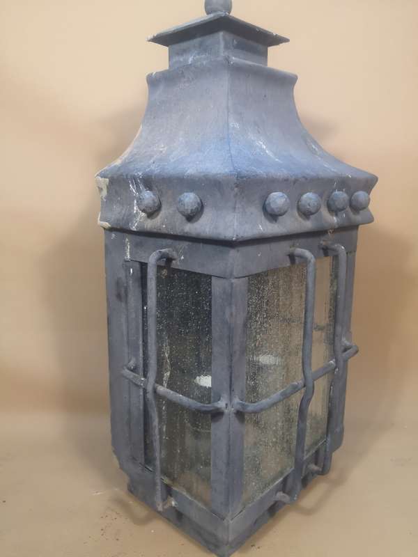 Fantastic Large Vintage Cast Iron and Solid Steel Lamp with Great Patina 2 of 3