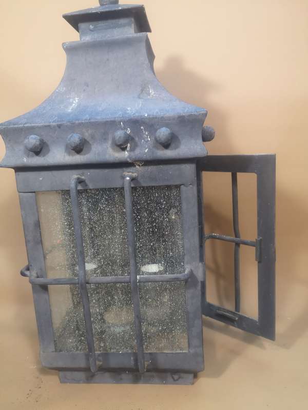Fantastic Large Vintage Cast Iron and Solid Steel Lamp with Great Patina 2 of 3