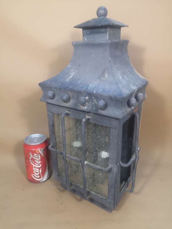Fantastic Large Vintage Cast Iron and Solid Steel Lamp with Great Patina 2 of 3
