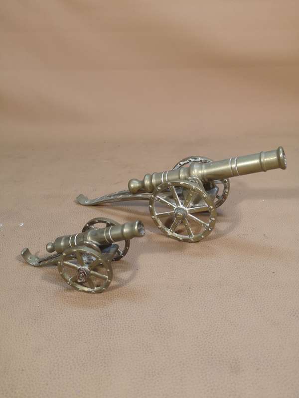 Pair of Vintage Miniature Brass Cannons