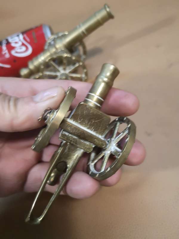 Pair of Vintage Miniature Brass Cannons
