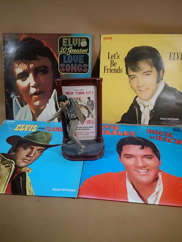 Todd McFarlane Toys Elvis Presley 1956 Elvis The Year in Gold Figure & LP Bundle