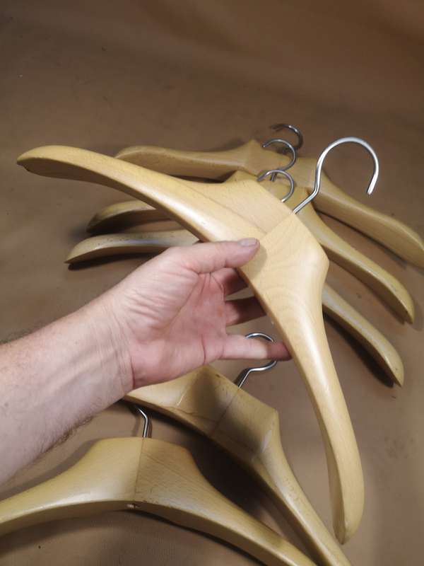 Vintage Luxury Beech Wood Suit Hangers, set of 6