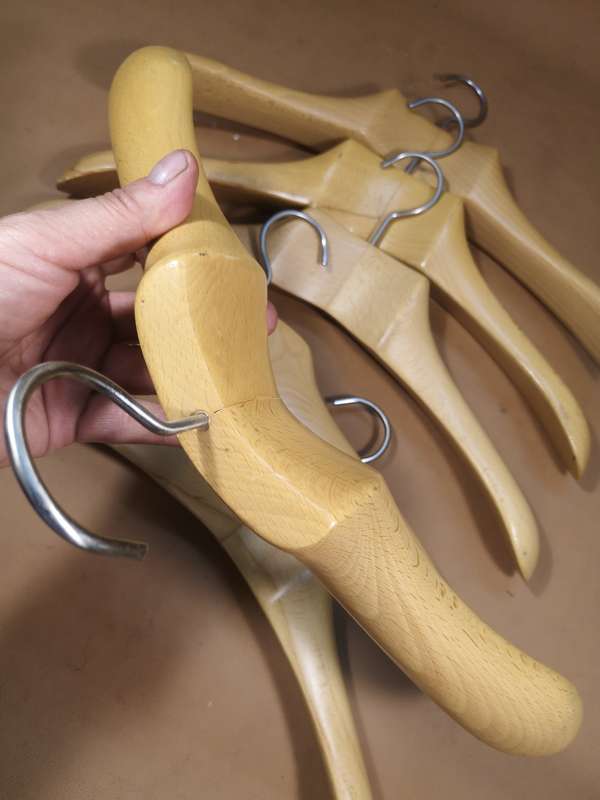 Vintage Luxury Beech Wood Suit Hangers, set of 6