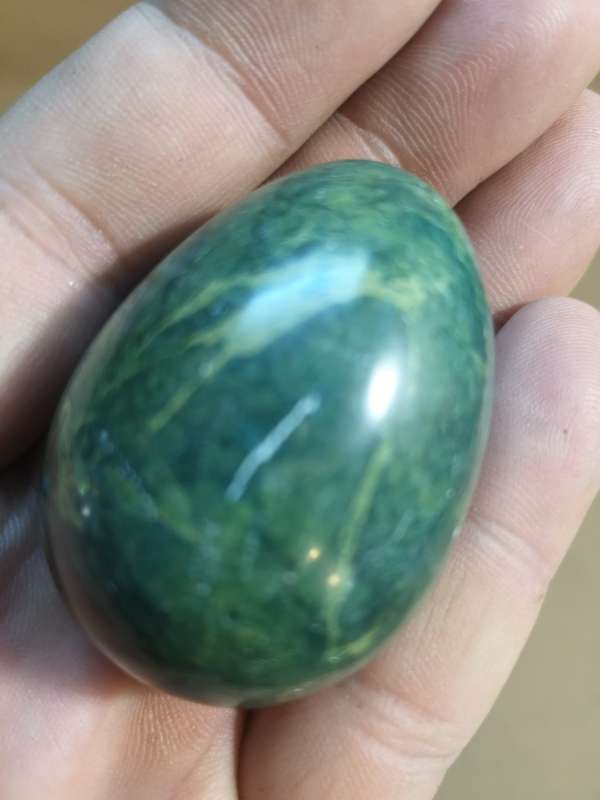 Large Collection of Polished Green Verdite Galet / Palm Stones Eggs