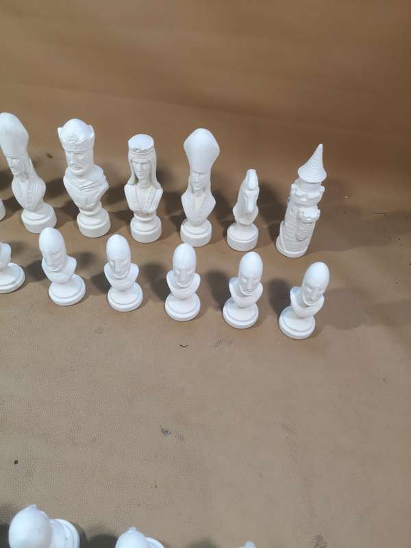 Giant Ceramic Bisque 32 Piece LARGE Duncan Chess Set - Ready to Paint - UNPAINTED