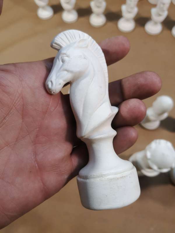Giant Ceramic Bisque 32 Piece LARGE Duncan Chess Set - Ready to Paint - UNPAINTED