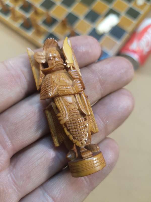 Vintage Chinese Chess Set with Wooden Box