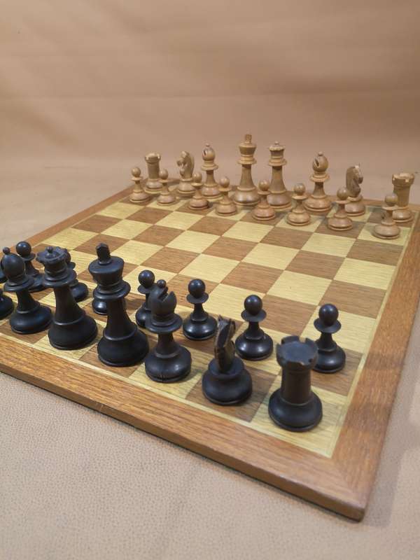 Beautiful Large Vintage Wooden Chess Set