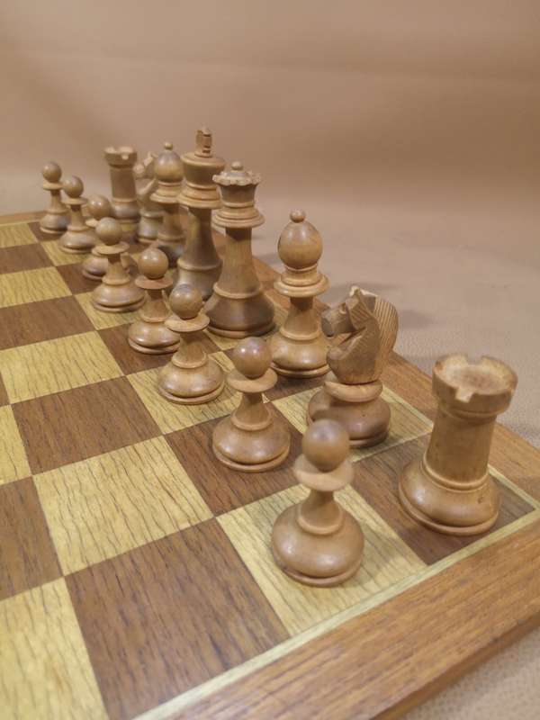 Beautiful Large Vintage Wooden Chess Set