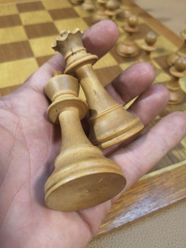 Beautiful Large Vintage Wooden Chess Set