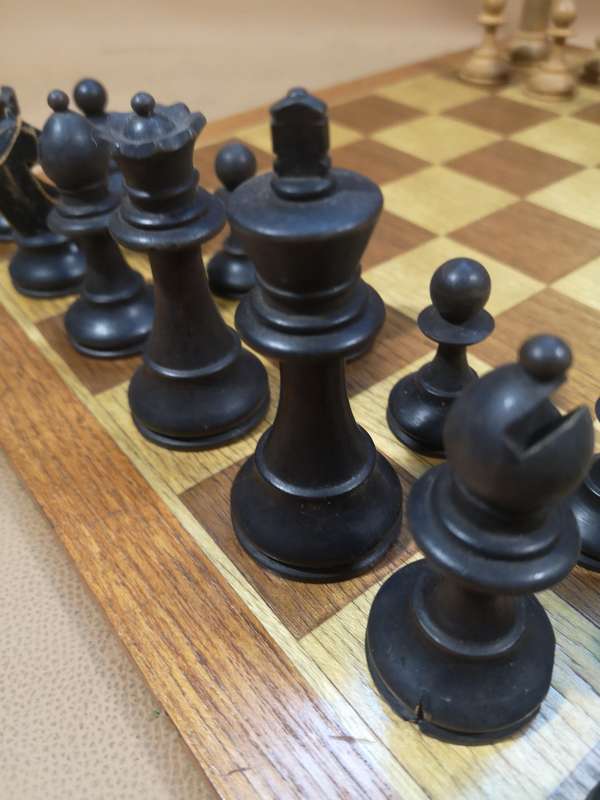Beautiful Large Vintage Wooden Chess Set