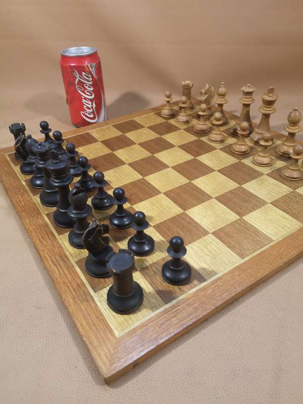 Beautiful Large Vintage Wooden Chess Set