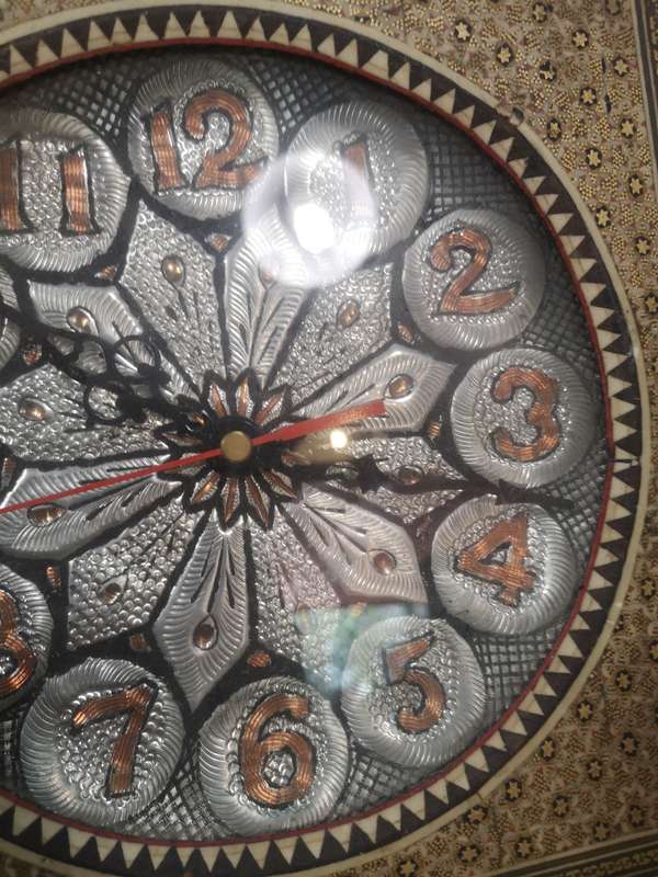 Handcrafted Persian Wooden Wall Clock - Khatam Marquetry Art