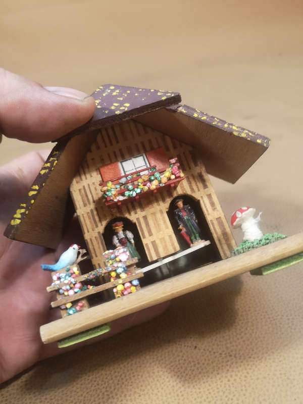 Vintage Toggili Wooden 5" Chalet Weather House W. Germany