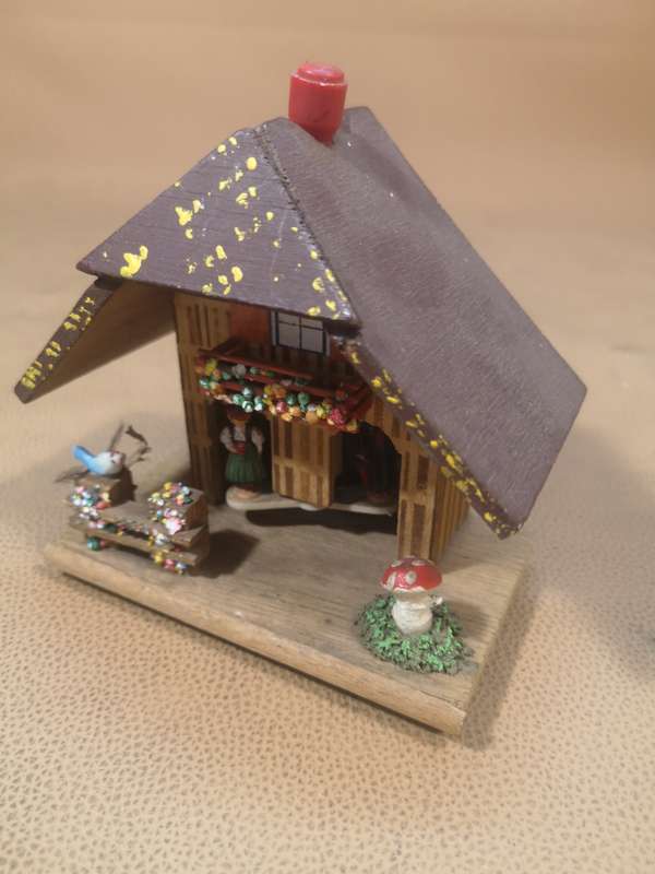 Vintage Toggili Wooden 5" Chalet Weather House W. Germany