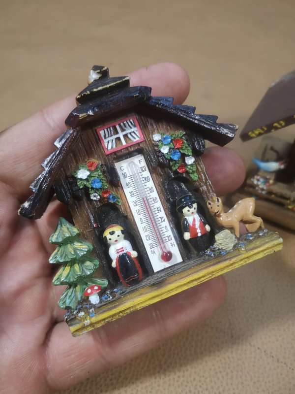 Vintage Toggili Wooden 5" Chalet Weather House W. Germany