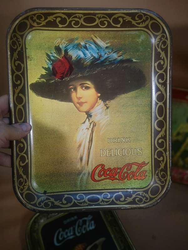 Collection of Vintage ORIGINAL Betty Girl Coca-Cola Advertising Metal Decorative Trays