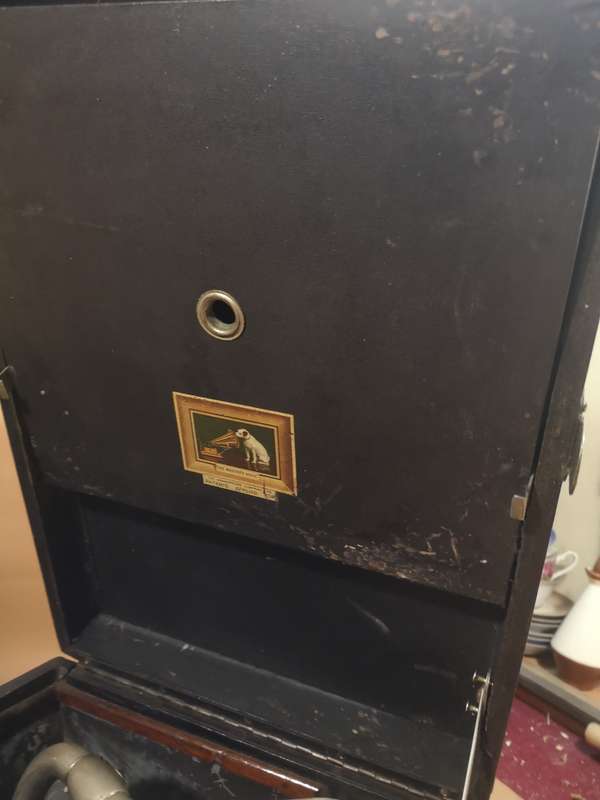 Antique 1920's His Masters Voice Wind Up Portable 100% Working Gramophone