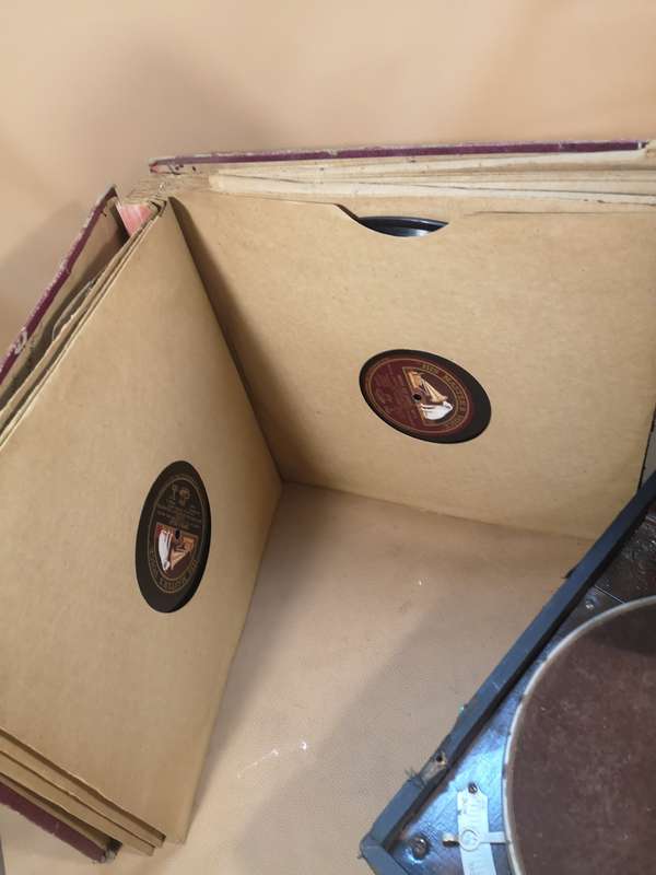Antique 1920's His Masters Voice Wind Up Portable 100% Working Gramophone