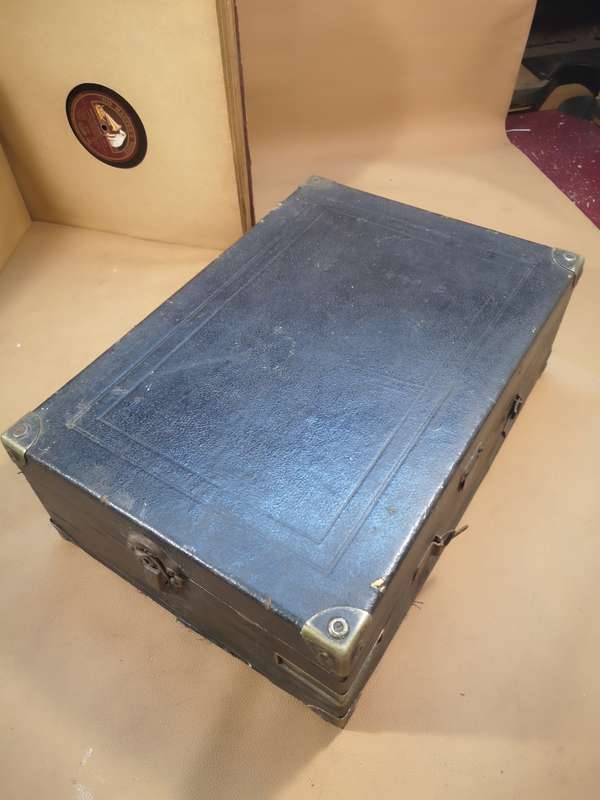 Antique 1920's His Masters Voice Wind Up Portable 100% Working Gramophone