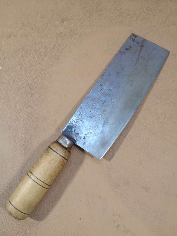 Vintage Meat Cleaver Knife With Stamped Makers Marks 1 of 5