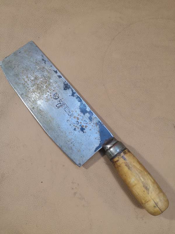 Vintage Meat Cleaver Knife With Stamped Makers Marks 2 of 5