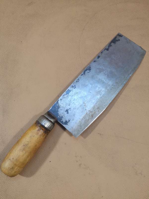 Vintage Meat Cleaver Knife With Stamped Makers Marks 2 of 5