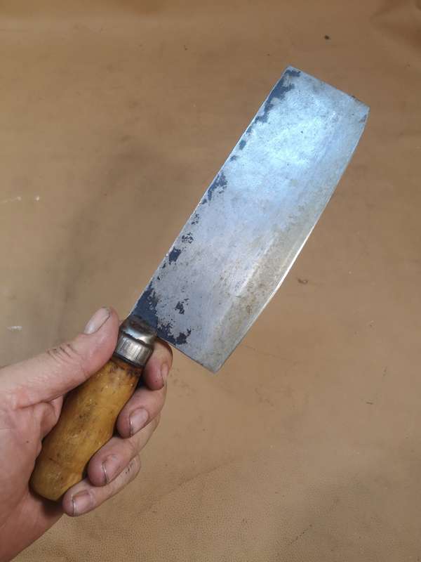 Vintage Meat Cleaver Knife With Stamped Makers Marks 2 of 5