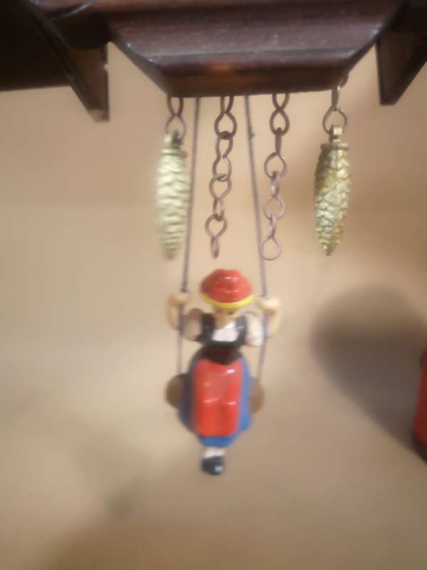Vintage Black Forest Quartz Swinging Doll Cuckoo Clock by Trenkle Uhren