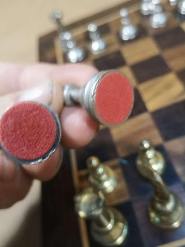 Beautiful Heavy Metal Chess Set with a Handmade Walnut Wooden Game Board