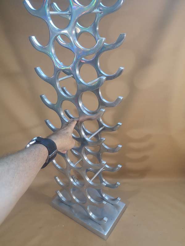 Michael Noll Designer Wine Rack - 27 Bottles - Polished Aluminum