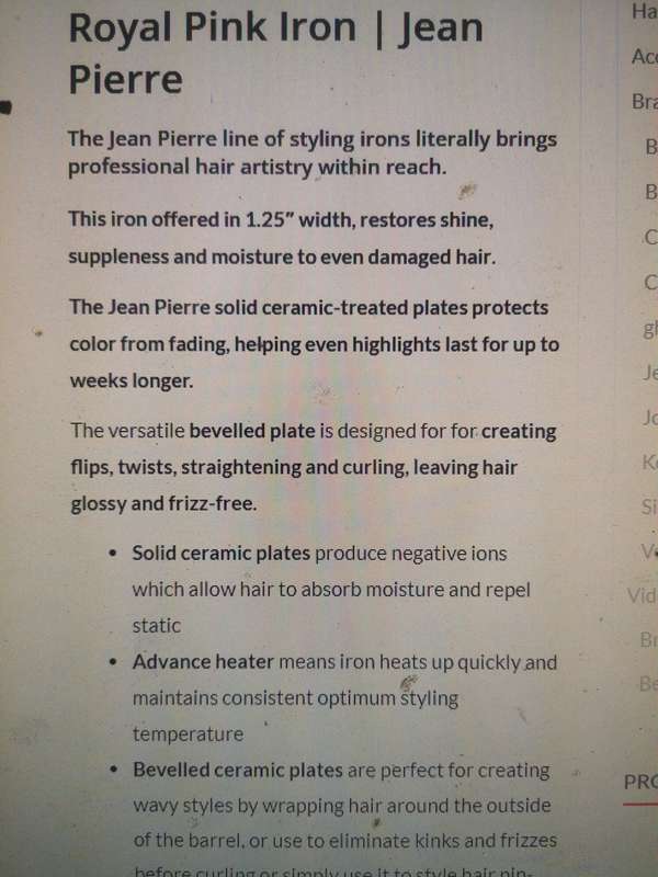 Professional Jean Pierre Royal Pink Hair Straightener